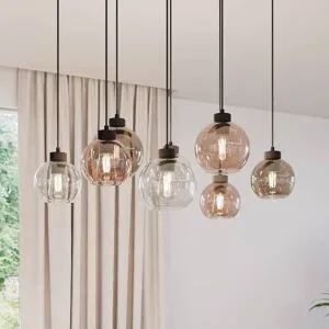 Glas Hängelampe Cubus TK Lighting, dimmbar, klar / transparent, für Wohn- / Esszimmer, Glas, Modern, Pendelleuchte