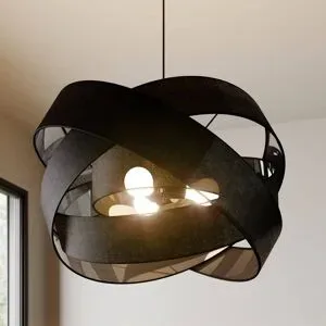 Hängelampe Simaria Lindby, dimmbar, schwarz, für Wohn- / Esszimmer, Textil / Stoff / Seide, Modern, Pendelleuchte