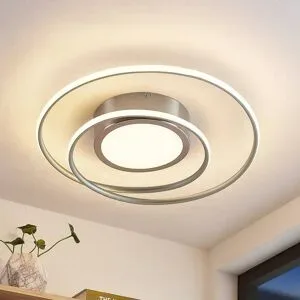 LED Deckenlampe Bovia Lindby, dimmbar, alu / grau / zink, für Wohn- / Esszimmer, Aluminium, Modern, LED Deckenleuchte