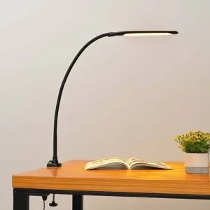 Klemmleuchte Nilay Lindby, dimmbar, schwarz, für Arbeitszimmer / Büro, Metall, Modern, Klemmleuchte