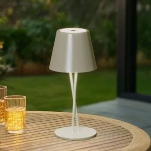 Lindby LED-Akkutischleuchte Janea CROSS, grün, Metall Lindby, dimmbar, grün, Metall, Modern