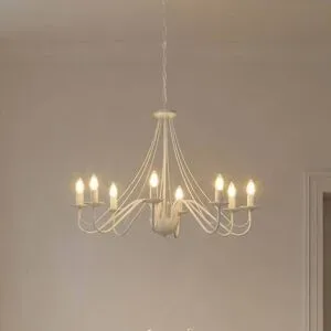 Kronleuchter Malbo, weiß, Metall, 8-flammig, E14 Malbo HELAM, dimmbar, weiß / opal, für Wohn- / Esszimmer, Metall, Modern