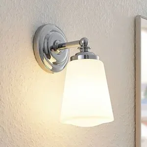 Wandlampe Mahdi Arcchio, dimmbar, chrom / silber, für Badezimmer, Glas, Modern, Wandleuchte, Wandlampe Bad