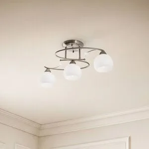 Deckenlampe Svean Lindby, dimmbar, alu / grau / zink, für Wohn- / Esszimmer, Glas, Modern, Deckenlampe