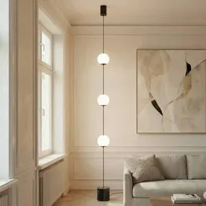 LED Stehlampe Darrow Lucande, dimmbar, weiß / opal, für Wohn- / Esszimmer, Glas, Modern, LED Stehlampe