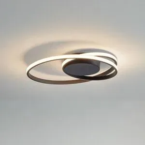 LED Deckenlampe Youna Lindby, dimmbar, schwarz, für Wohn- / Esszimmer, Metall, Modern, LED Deckenleuchte