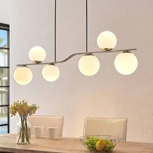 Hängelampe Avalyn Lindby, dimmbar, alu / grau / zink, für Wohn- / Esszimmer, Glas, Modern, Pendelleuchte