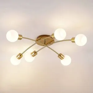 Deckenlampe Agmar Lindby, dimmbar, messing / gold, für Wohn- / Esszimmer, Metall, Modern, Deckenlampe