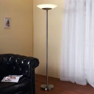 LED Deckenfluter Ragna Lindby, dimmbar, alu / grau / zink, für Wohn- / Esszimmer, Glas, Modern, LED Stehlampe