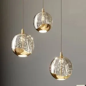 Glas Hängelampe Hayley Lucande, klar / transparent, für Wohn- / Esszimmer, Glas, Modern, Pendelleuchte