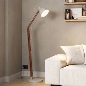 Stehlampe Skansen Lamkur, Holz dunkel, für Wohn- / Esszimmer, Holz, Industrielles Design, Stehlampe