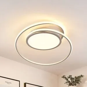 LED Deckenlampe Noud Lucande, dimmbar, alu / grau / zink, für Schlafzimmer, Metall, Modern, LED Deckenleuchte
