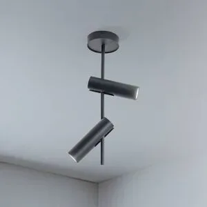 Deckenspot Leda 2, anthrazit, 2-flammig, Stahl, Höhe 55 cm 2 SIGMA, dimmbar, schwarz, für Wohn- / Esszimmer, Metall, Modern, Strahler
