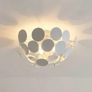 Deckenlampe Kinan Lindby, dimmbar, weiß / opal, für Wohn- / Esszimmer, Kunststoff, Modern, Deckenlampe