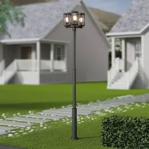 Lucande Außenlampe Siveta, 240cm, 3-flg., schwarz, E27, IP65 Siveta Lucande, dimmbar, schwarz, Aluminium