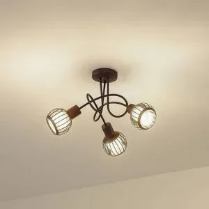 Deckenlampe Solm Lindby, dimmbar, braun / rost, für Wohn- / Esszimmer, Metall, Landhaus / Rustikal, Deckenlampe