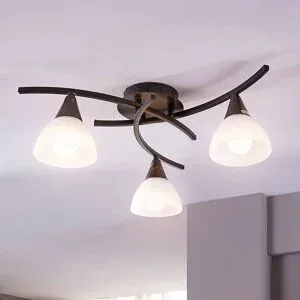 Deckenlampe Della Lindby, dimmbar, schwarz, für Wohn- / Esszimmer, Glas, Landhaus / Rustikal, Deckenlampe