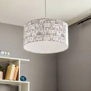Hängelampe Cats Maco Design, dimmbar, weiß / opal, für Kinderzimmer, Kunststoff, Pendelleuchte