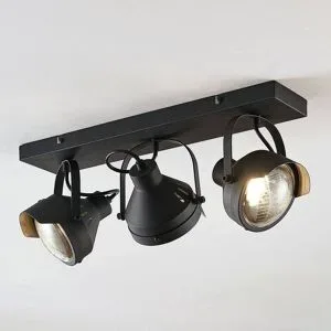 Lindby Deckenstrahler Henega, 52 cm, schwarz, 3-flammig Henega Lindby, dimmbar, schwarz, für Wohn- / Esszimmer, Metall, Industrielles Design, Strahler