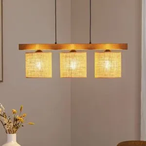 Holz Hängelampe Forest Duolla, dimmbar, braun / rost, für Wohn- / Esszimmer, Holz, Pendelleuchte