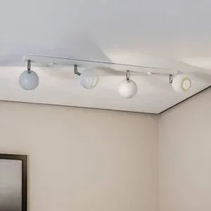 Deckenstrahler Flame, weiß, vierflammig lang Flame SOLLUX LIGHTING, dimmbar, weiß / opal, für Wohn- / Esszimmer, Metall, Modern, Strahler