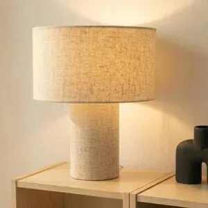 Tischlampe Elfie Lindby, creme / amber, für Wohn- / Esszimmer, Textil / Stoff / Seide, Skandinavisch, Tischlampe