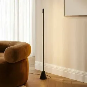 LED Stehlampe Linija Lucande, dimmbar, schwarz, für Wohn- / Esszimmer, Aluminium, Modern, LED Stehlampe