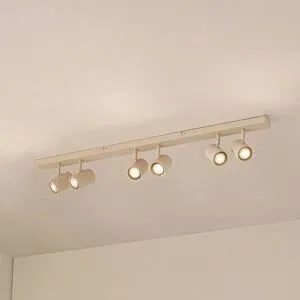 Lindby Deckenstrahler Kardis, beige, 6-flg., Metall, GU10 Kardis Lindby, dimmbar, creme / amber, für Flurbereich, Aluminium, Modern, Strahler