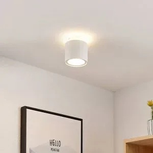 Arcchio Deckenlampe Walisa, Ø 10 cm, weiß, Diffusor, GU10 Walisa Arcchio, dimmbar, weiß / opal, für Wohn- / Esszimmer, Aluminium, Modern, Strahler