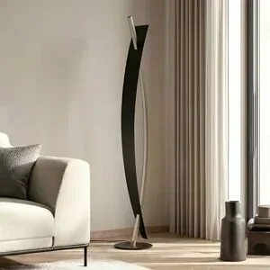 LED Stehlampe Marija Lucande, dimmbar, schwarz, für Wohn- / Esszimmer, Metall, Modern, LED Stehlampe