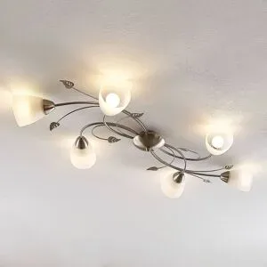 Deckenlampe Yannie Lindby, dimmbar, alu / grau / zink, für Wohn- / Esszimmer, Metall, Antik, Deckenlampe
