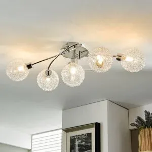 Deckenlampe Ticino Lindby, dimmbar, chrom / silber, für Flurbereich, Metall, Modern, Deckenlampe