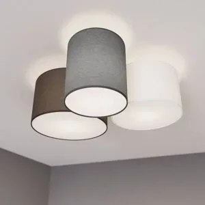 Deckenlampe Laurenz Lindby, dimmbar, alu / grau / zink, für Wohn- / Esszimmer, Textil / Stoff / Seide, Modern, Deckenlampe