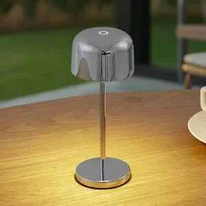 Lucande LED-Akku-Tischleuchte Quill, chrom, CCT, dimmbar Quill Lucande,, chrom / silber, Aluminium, Modern