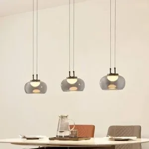 Glas Hängelampe Dain Lucande, alu / grau / zink, für Wohn- / Esszimmer, Glas, Modern, Pendelleuchte