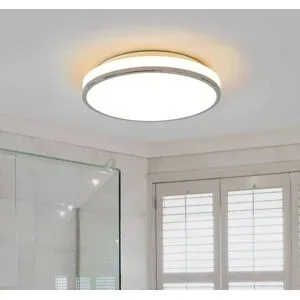 Deckenlampe Lyss Lindby, weiß / opal, für Badezimmer, Glas, Modern, Deckenlampe