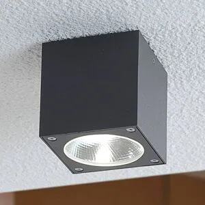 Würfelförmige LED Außendeckenleuchte Cordy CORDY Lucande, schwarz, Aluminium, Modern, LED Deckenleuchten