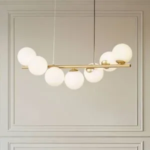 Glas Hängelampe Isandro Lucande, dimmbar, messing / gold, für Wohn- / Esszimmer, Glas, Design, Pendelleuchte