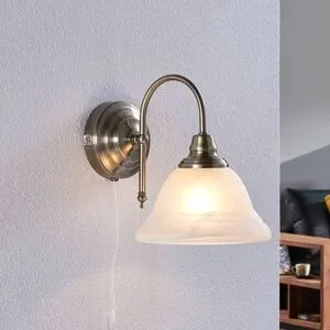 Wandlampe Hanna Lindby, dimmbar, weiß / opal, für Wohn- / Esszimmer, Glas, Antik, Wandleuchte, Wandlampe Innen