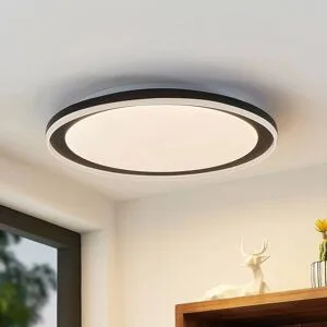 LED Deckenlampe Verdan Lindby, dimmbar, schwarz, für Wohn- / Esszimmer, Metall, Modern, LED Deckenleuchte