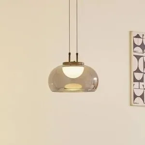 Glas Hängelampe Dain Lucande, alu / grau / zink, für Wohn- / Esszimmer, Glas, Modern, Pendelleuchte