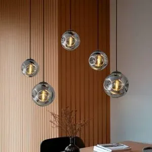 Glas Hängelampe Valentina Lindby, dimmbar, alu / grau / zink, für Wohn- / Esszimmer, Glas, Design, Pendelleuchte