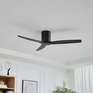 Lucande Deckenventilator Vindur, schwarz, DC, leise Vindur, schwarz, für Wohn- / Esszimmer, Metall, Modern
