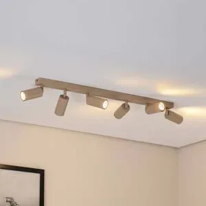 Deckenstrahler Link, beige, Länge 90 cm, 6-flg. Link Luminex, dimmbar, creme / amber, für Wohn- / Esszimmer, Metall, Modern, Strahler