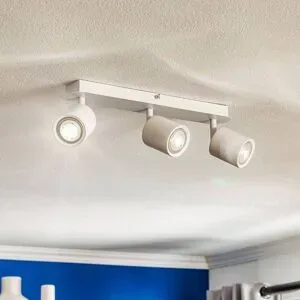 Deckenspot Modo aus Edelstahl, weiß, dreiflammig Luminex, dimmbar, weiß / opal, für Wohn- / Esszimmer, Edelstahl, Modern, Strahler