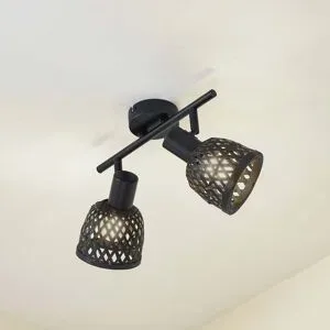 Deckenlampe Eskil Lindby, dimmbar, schwarz, für Wohn- / Esszimmer, Bambus, Modern, Deckenlampe