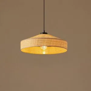 Holz Hängelampe Haldor Lindby, dimmbar, creme / amber, für Wohn- / Esszimmer, Holz, Skandinavisch, Pendelleuchte