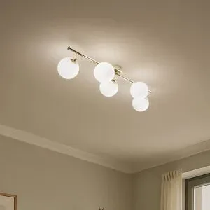 Deckenlampe Drum Domiluce, dimmbar, messing / gold, für Wohn- / Esszimmer, Metall, Deckenlampe