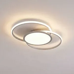 LED Deckenlampe Senne Lucande, dimmbar, alu / grau / zink, für Schlafzimmer, Metall, Modern, LED Deckenleuchte