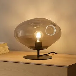 Tischlampe Lelia Lindby, alu / grau / zink, für Wohn- / Esszimmer, Glas, Design, Tischlampe